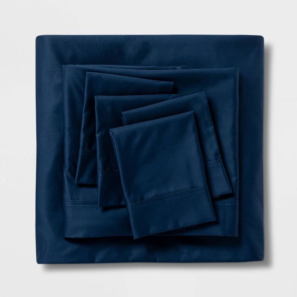 Open Box - Threshold Signature - Full 6pc 800 Thread Count Solid Sheet S Indigo